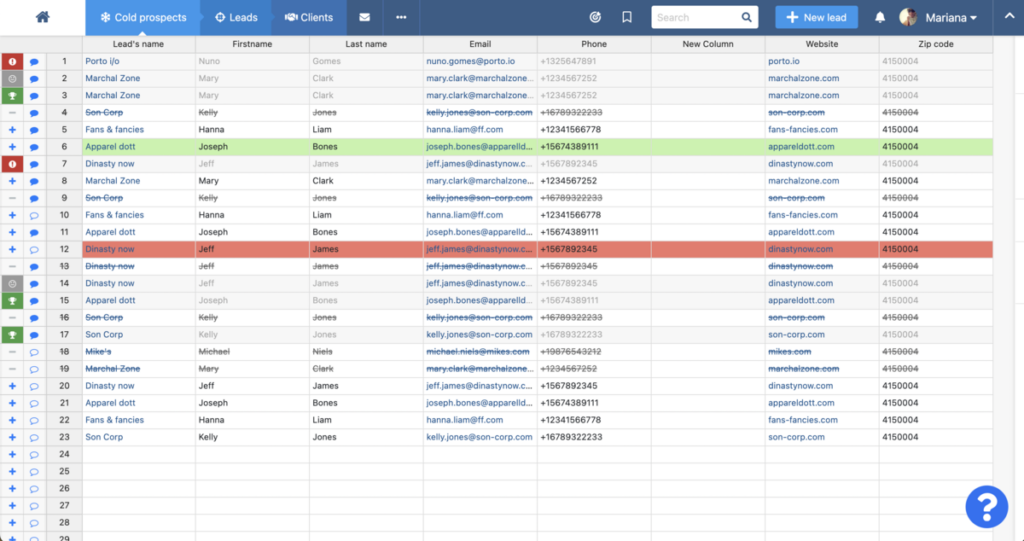 Suivi de la prospection sur noCRM