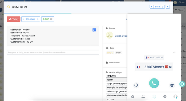 Appel voip avec Ringover et noCRM