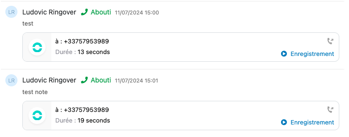 Enregistrement des appels avec Ringover et nocrm