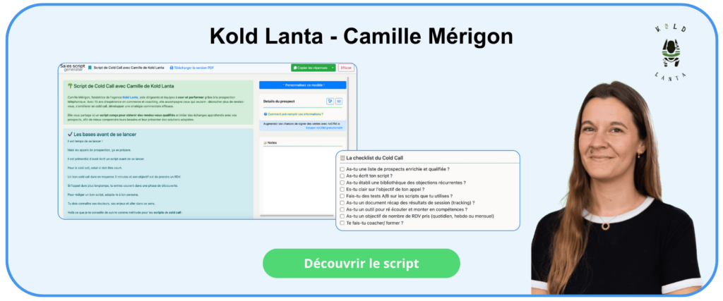 Script de cold call de Camille Mérigon de Kold Lanta