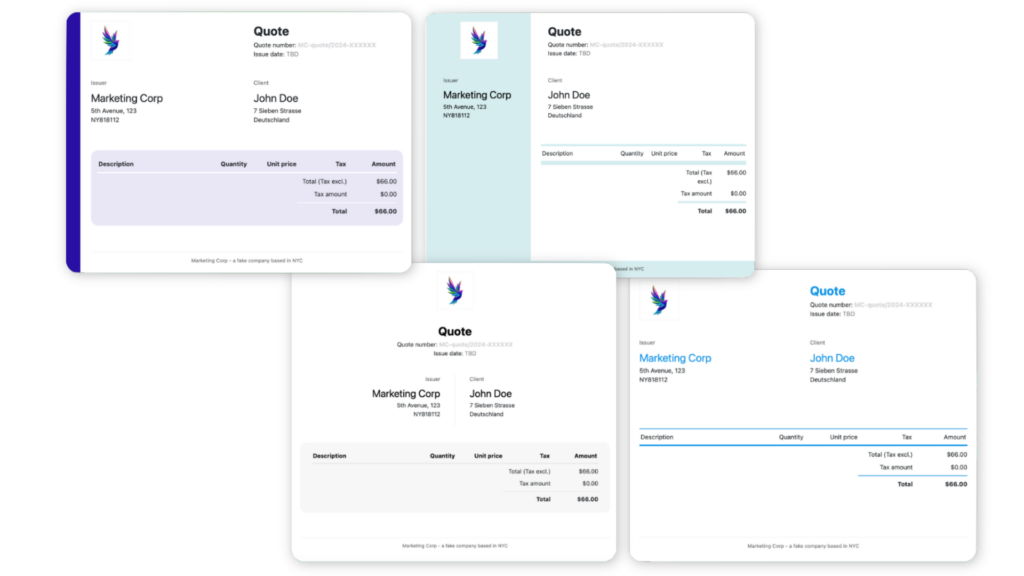 invoice templates on nocrm