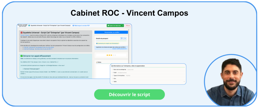 Script de vente de Vincent Campos