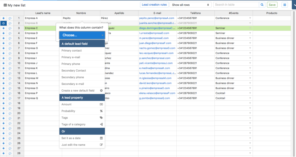 Erstellen einer Prospecting Liste