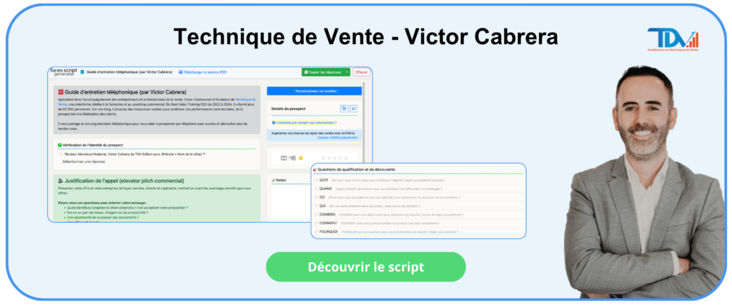 Script de vente de Victor Cabrera