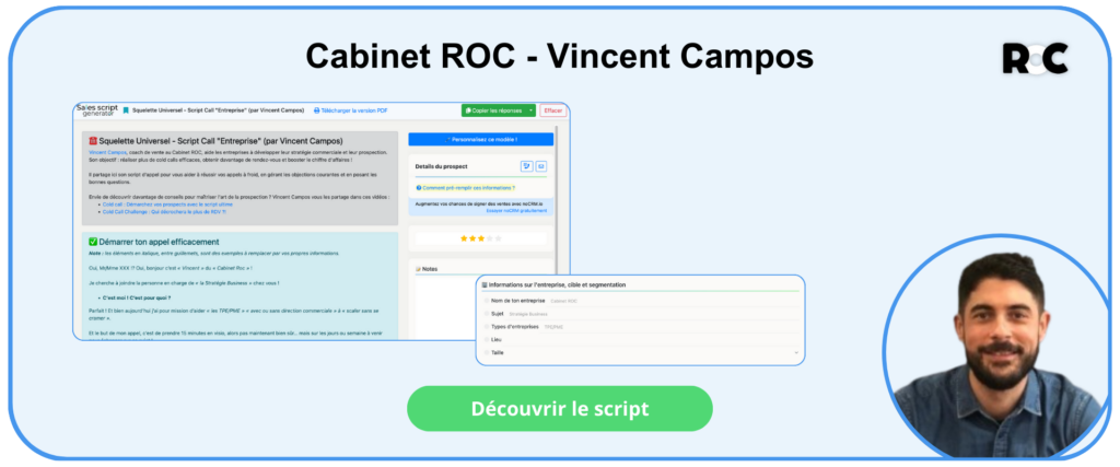 Script de vente de Vincent Campos