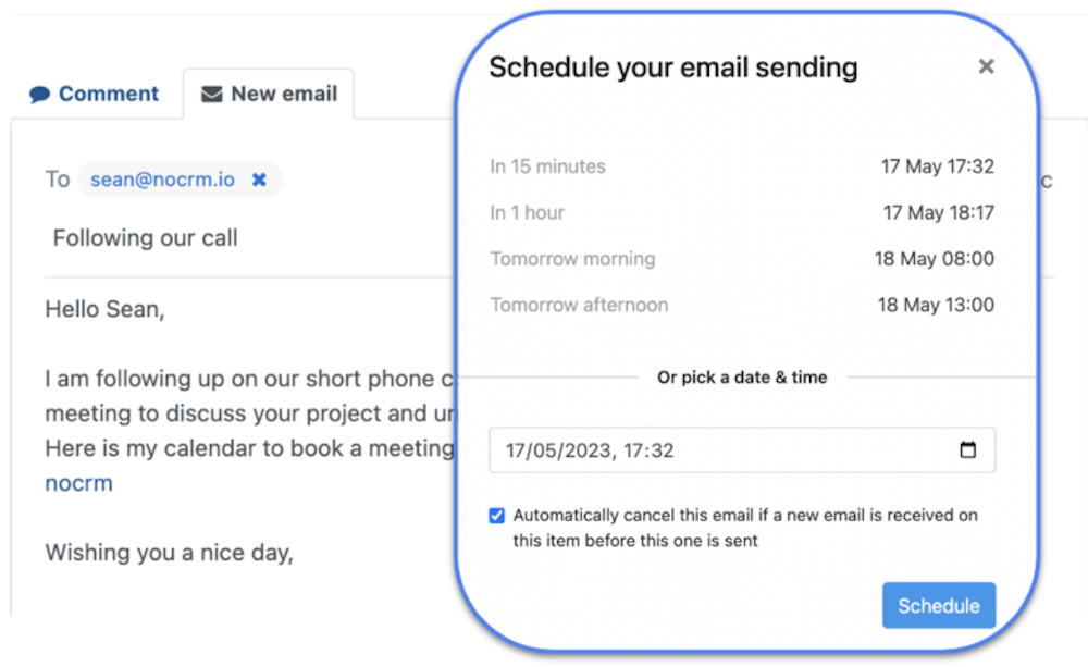 Scheduling solopreneur emails